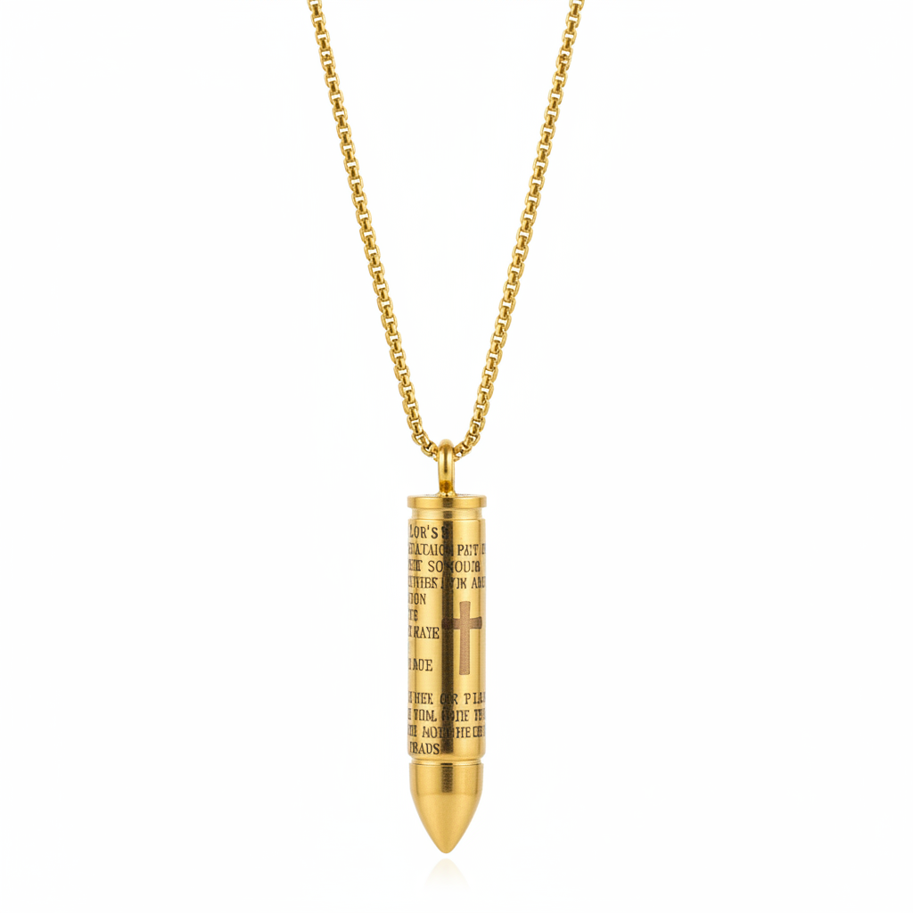 ICE WOLF - Stainless Steel Ketting met schroefbare kogel-ashanger - Goud