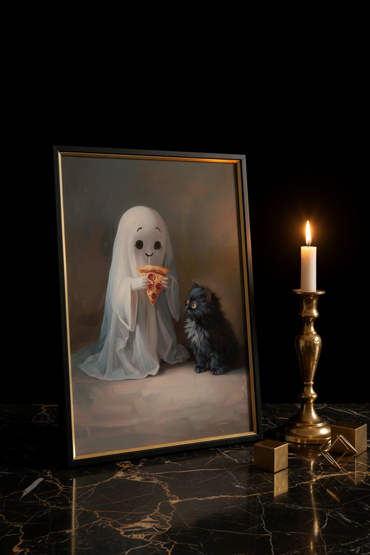 Cat & Ghost Pizza | Zwart Goud