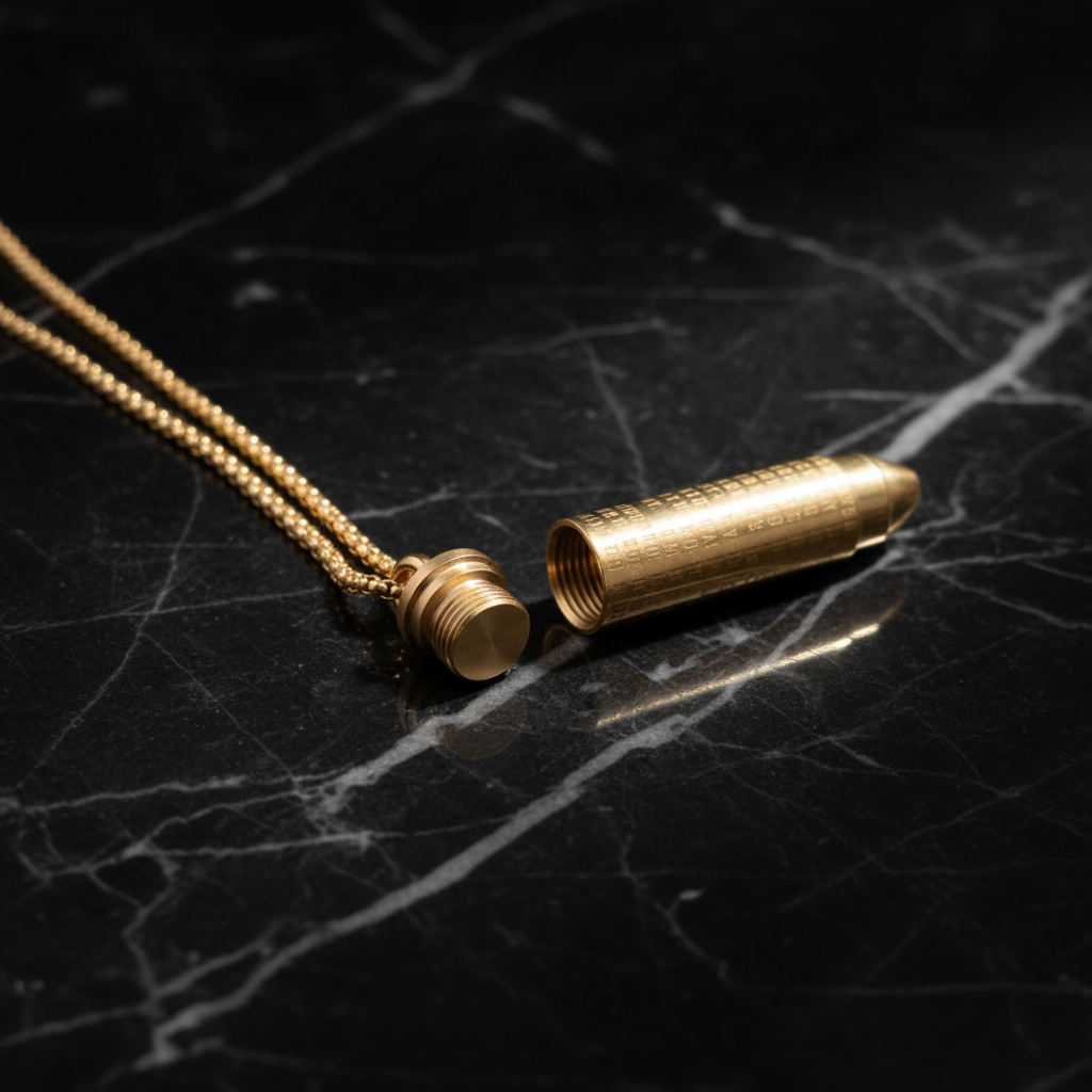 ICE WOLF - Stainless Steel Ketting met schroefbare kogel-ashanger - Goud